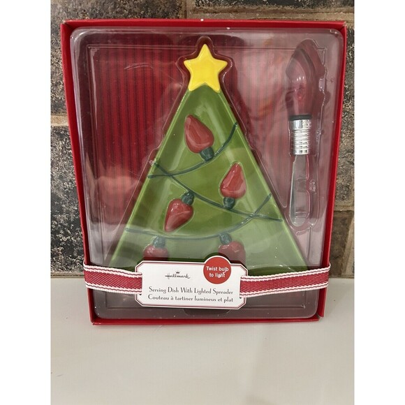 NIB Hallmark Christmas Tree Dish with Red Bulb and Lighted Spreader Tool - Picture 1 of 5